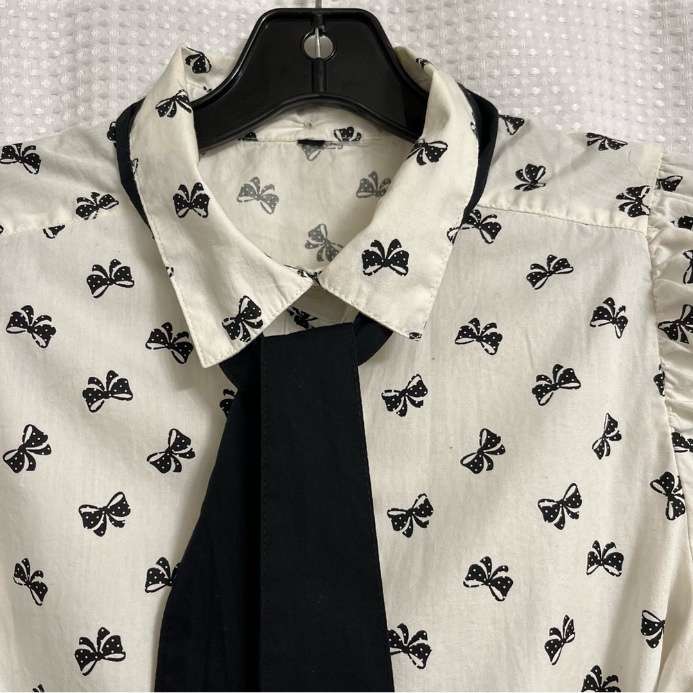 💄Retro Pinup 50s 40s Inspired Puff Sleeve Bow Blouse💋 - Picture 5 of 8